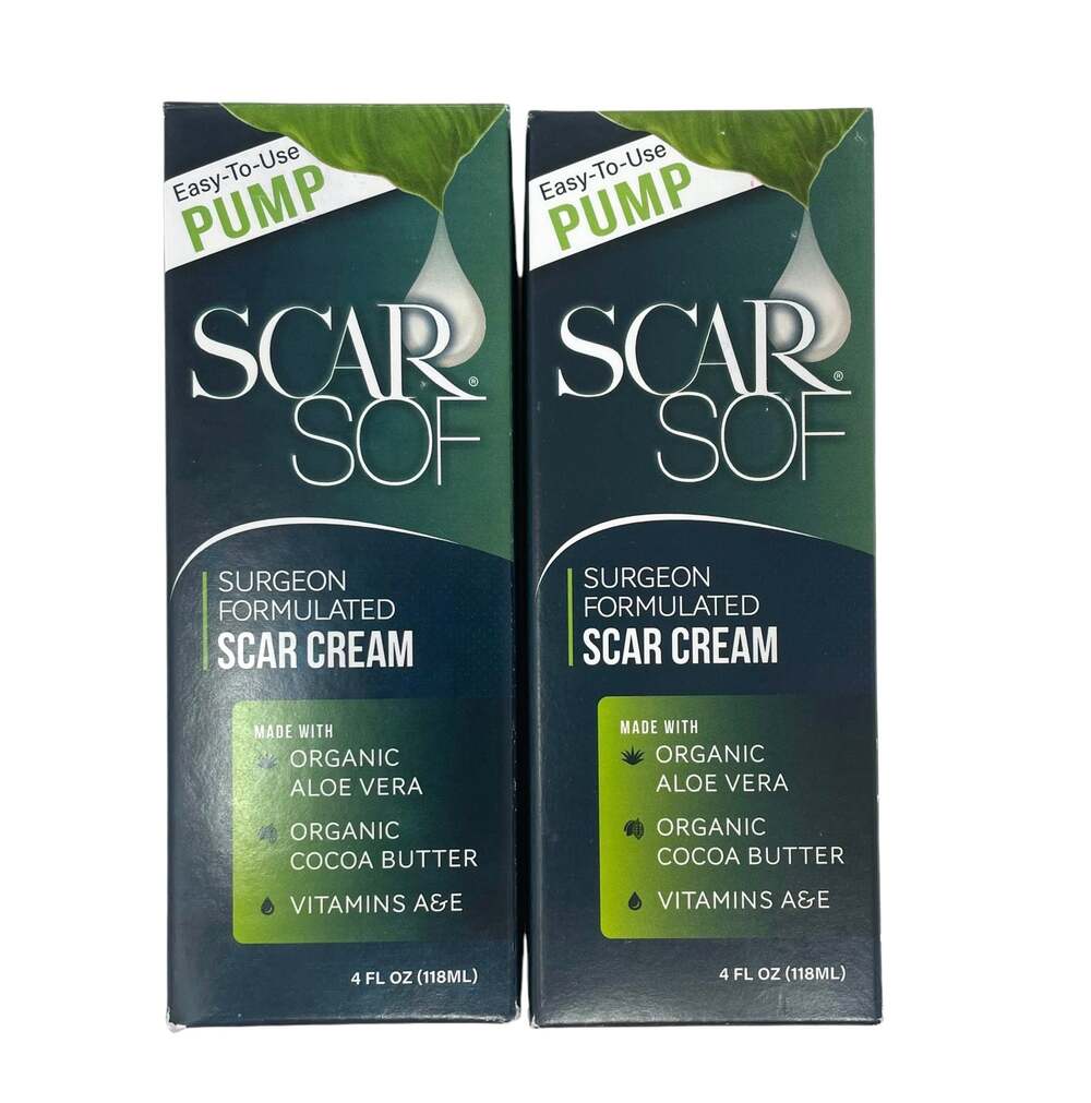 Scar Sof Surgeon Formulated Scar Cream 4 Fl Oz Pump 2-Boxes NEW IN BOX-USA